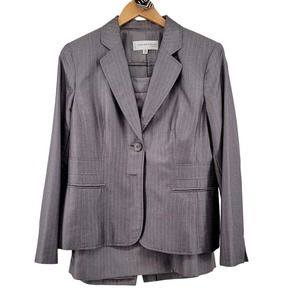 Jones New York Pinstripe Grey‎ Skirt Suite 14P/12P New